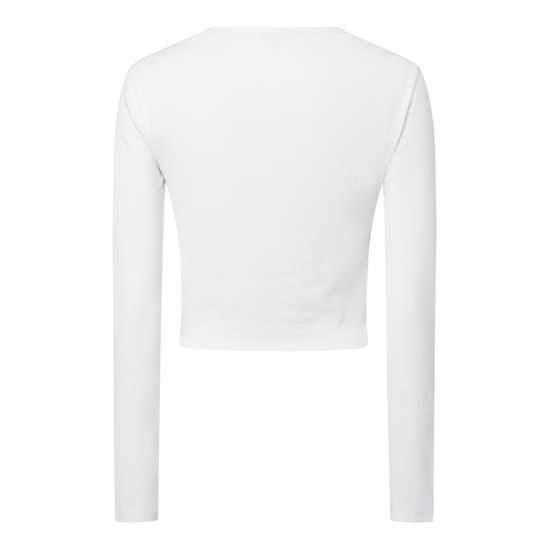 Tommy Jeans Tjw Bby Crp Essential Rib V Ls Бяло Womens