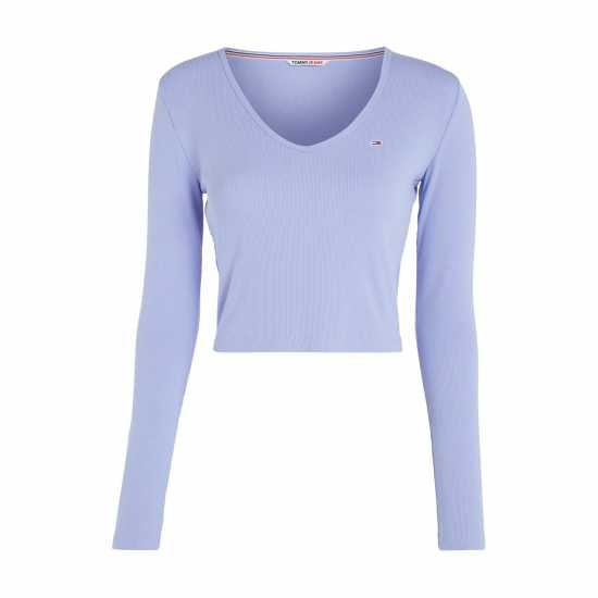 Tommy Jeans Tjw Bby Crp Essential Rib V Ls Юни Ирис Womens