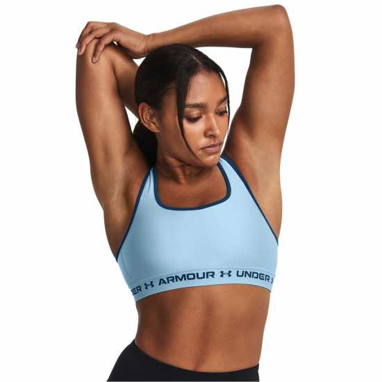 Under Armour Armour Medium Support Crossback Bra Womens Близард/Син Спортни сутиени