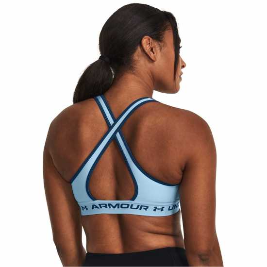 Under Armour Armour Medium Support Crossback Bra Womens Близард/Син Спортни сутиени