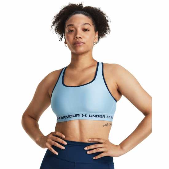 Under Armour Armour Medium Support Crossback Bra Womens Близард/Син Спортни сутиени