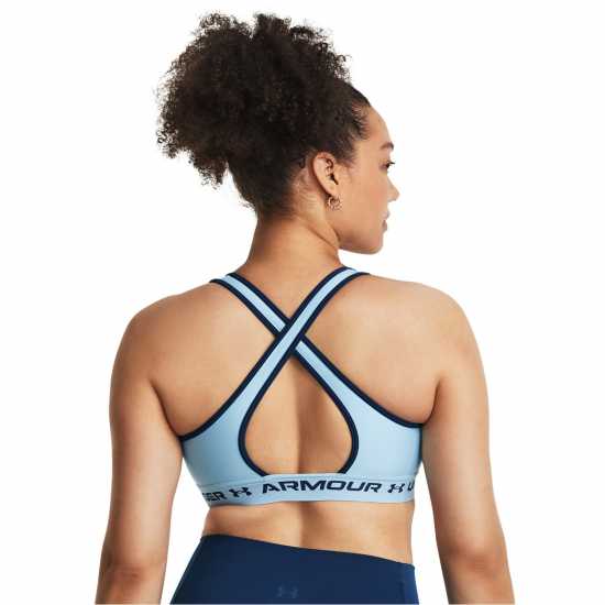 Under Armour Armour Medium Support Crossback Bra Womens Близард/Син Спортни сутиени