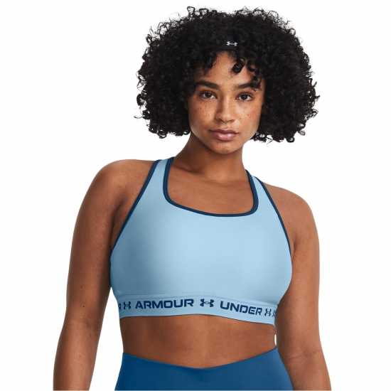 Under Armour Armour Medium Support Crossback Bra Womens Близард/Син Спортни сутиени