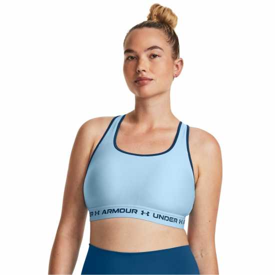 Under Armour Armour Medium Support Crossback Bra Womens Близард/Син Спортни сутиени