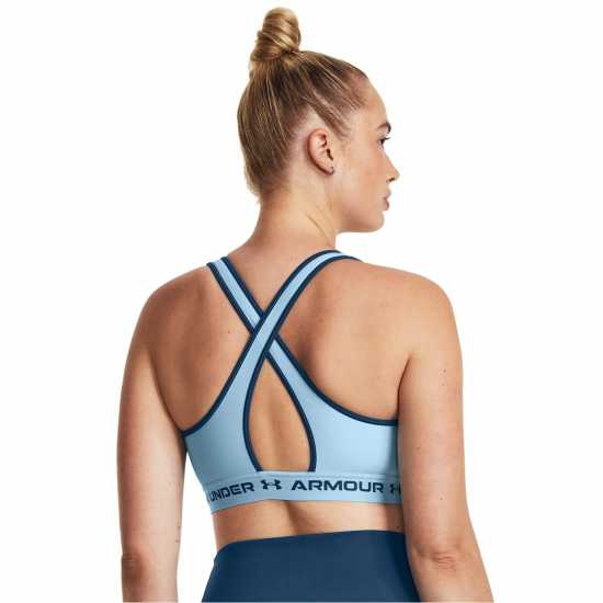 Under Armour Armour Medium Support Crossback Bra Womens Близард/Син Спортни сутиени