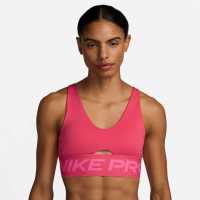 Nike Pro Indy Plunge Women'S Medium-Support Padded Sports Bra Medium Impact Womens Розово ледено Спортни сутиени