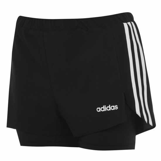 Adidas Дамски Шорти 2-In-1 Shorts Womens Черно/Бяло Дамски клинове за фитнес