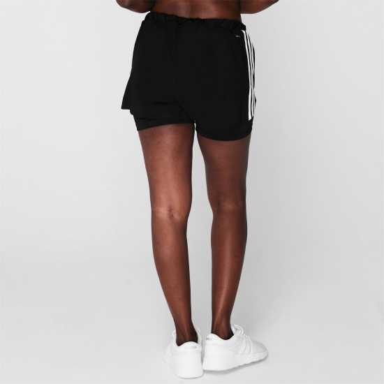 Adidas Дамски Шорти 2-In-1 Shorts Womens Черно/Бяло Дамски клинове за фитнес