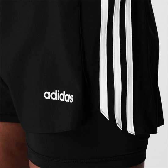 Adidas Дамски Шорти 2-In-1 Shorts Womens Черно/Бяло Дамски клинове за фитнес