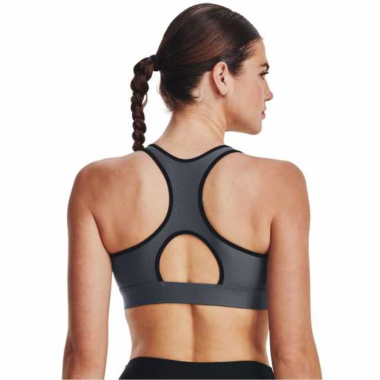 Under Armour Heatgear Armour Mid Padless Sports Bra Womens Черно/Сиво Синьо Спортни сутиени