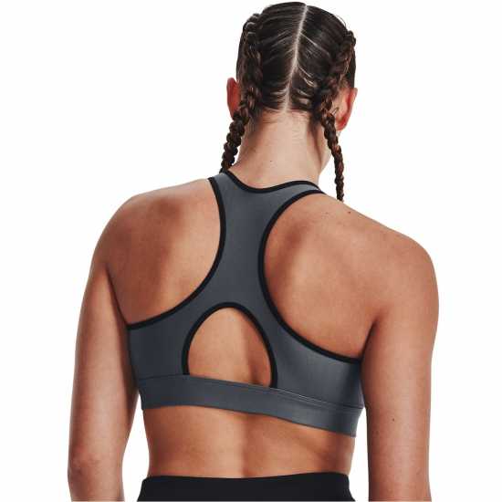 Under Armour Heatgear Armour Mid Padless Sports Bra Womens Черно/Сиво Синьо Спортни сутиени