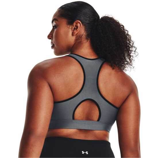 Under Armour Heatgear Armour Mid Padless Sports Bra Womens Черно/Сиво Синьо Спортни сутиени