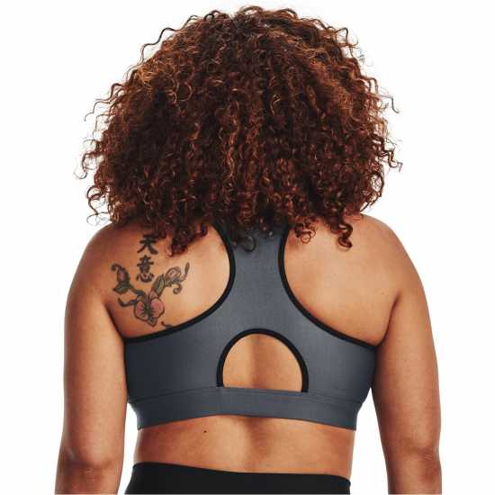 Under Armour Heatgear Armour Mid Padless Sports Bra Womens Черно/Сиво Синьо Спортни сутиени