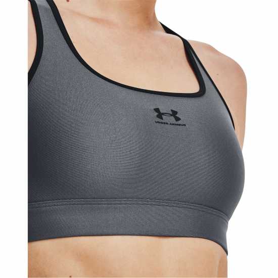 Under Armour Heatgear Armour Mid Padless Sports Bra Womens Черно/Сиво Синьо Спортни сутиени