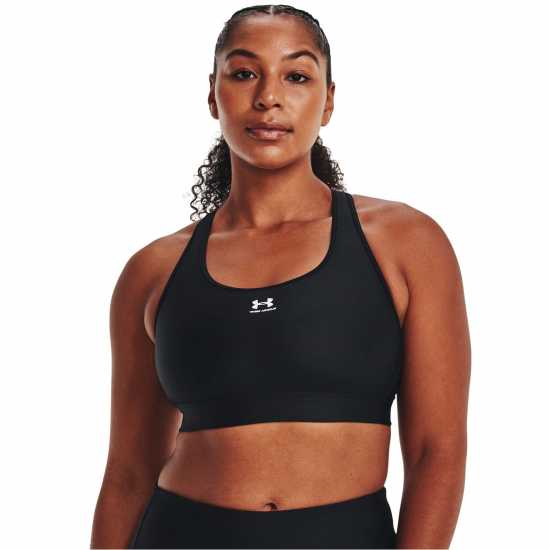 Under Armour Heatgear Armour Mid Padless Sports Bra Womens Черно/Бяло Спортни сутиени