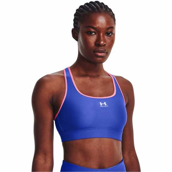 Under Armour Heatgear Armour Mid Padless Sports Bra Womens Синьо Спортни сутиени