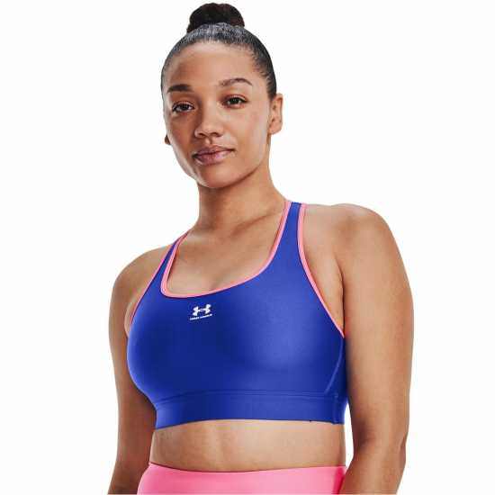 Under Armour Heatgear Armour Mid Padless Sports Bra Womens Синьо Спортни сутиени