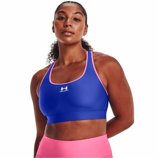 Under Armour Heatgear Armour Mid Padless Sports Bra Womens Синьо Спортни сутиени