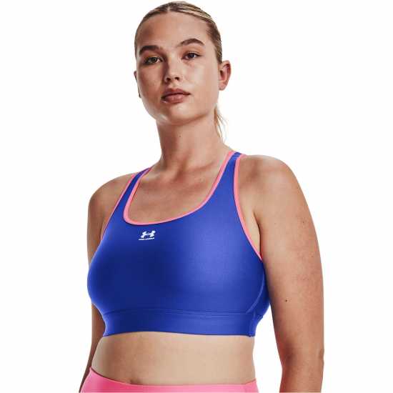 Under Armour Heatgear Armour Mid Padless Sports Bra Womens Синьо Спортни сутиени