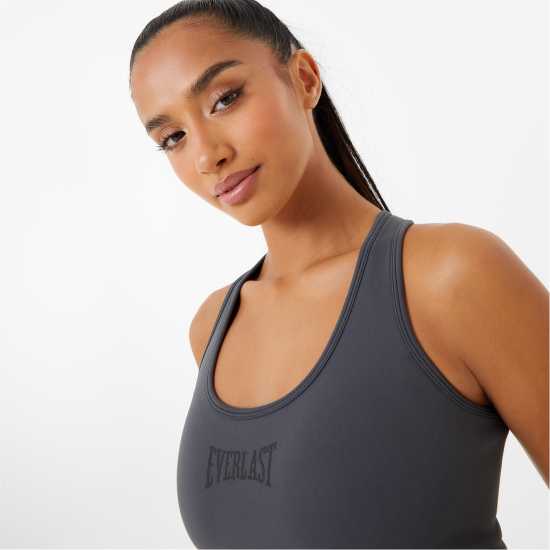 Everlast Seamless Cross Back Sports Bra Womens Shark Grey Спортни сутиени