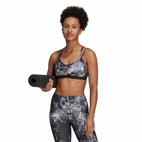 Adidas Yoga Essentials Studio Light-Support Allover Print Low Impact Sports Bra Womens  Спортни сутиени