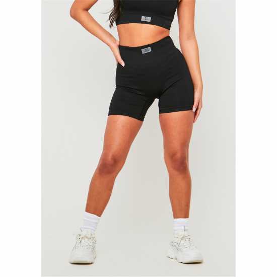 Missy Empire Black Missy Sport Ribbed High Waisted Cycle Short  Дамски клинове за фитнес