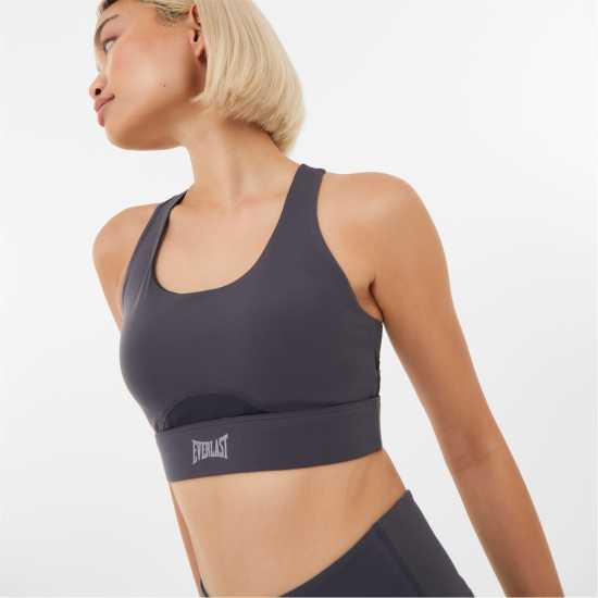 Everlast Medium Support Sports Bra Womens Акула сива мрежа Спортни сутиени