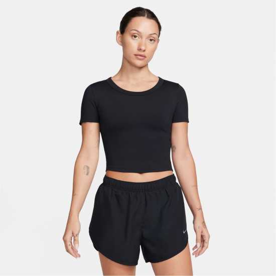 Nike One Fitted Women's Dri-FIT Short-Sleeve Top Черно Дамски тениски и фланелки