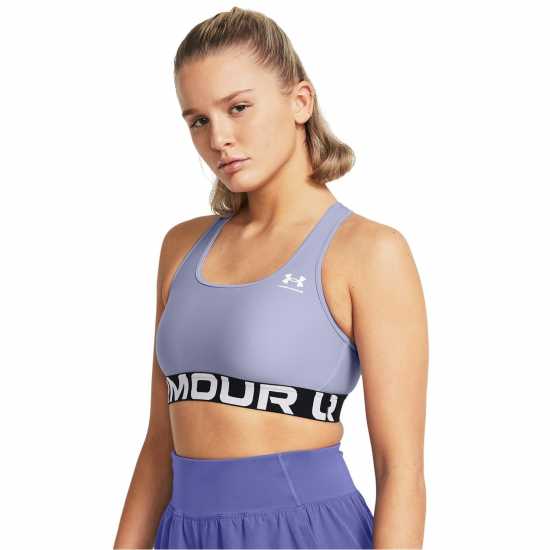 Under Armour Heatgear Authentics Medium Support Sports Bra Womens Целест Спортни сутиени