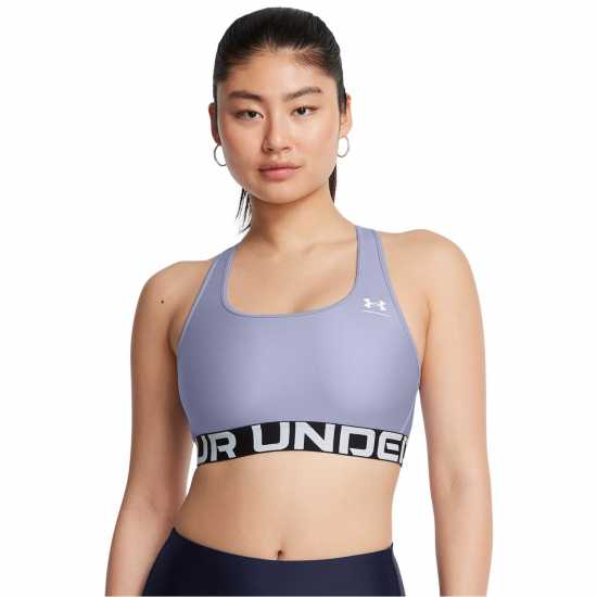 Under Armour Heatgear Authentics Medium Support Sports Bra Womens Целест Спортни сутиени