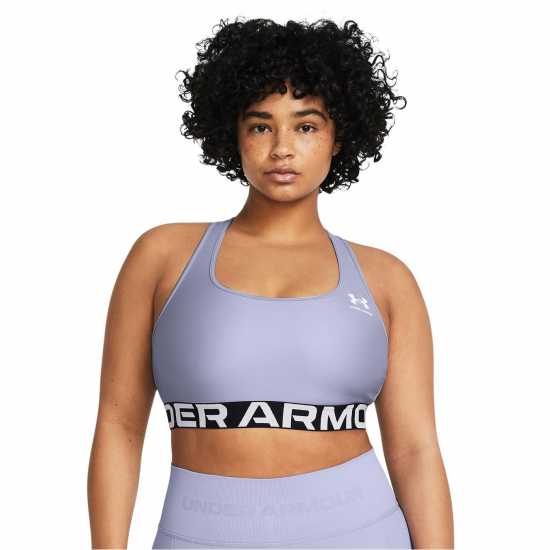 Under Armour Heatgear Authentics Medium Support Sports Bra Womens Целест Спортни сутиени