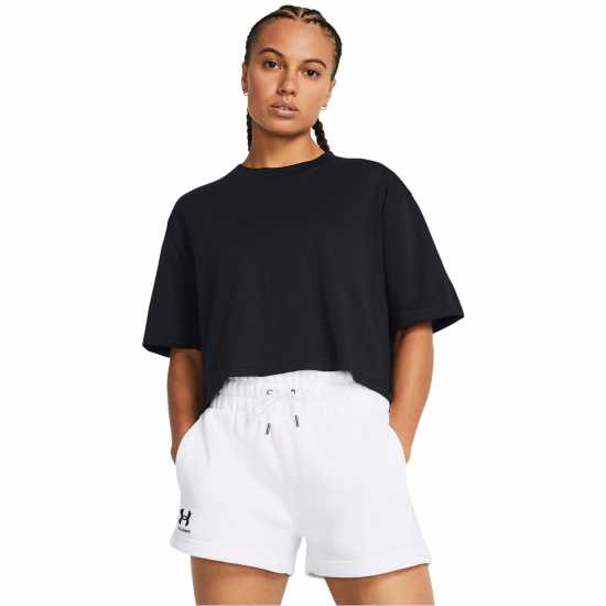 Under Armour Boxy Crop Ss Черно/Бяло Атлетика