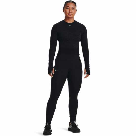 Under Armour Rush Leggings Womens Черно Дамски клинове за фитнес