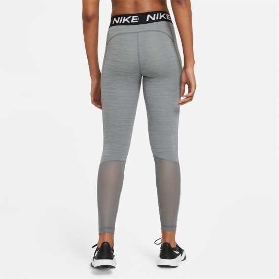 Nike Pro Women's Mid-Rise Mesh-Panelled Leggings Grey / White Дамски клинове за фитнес