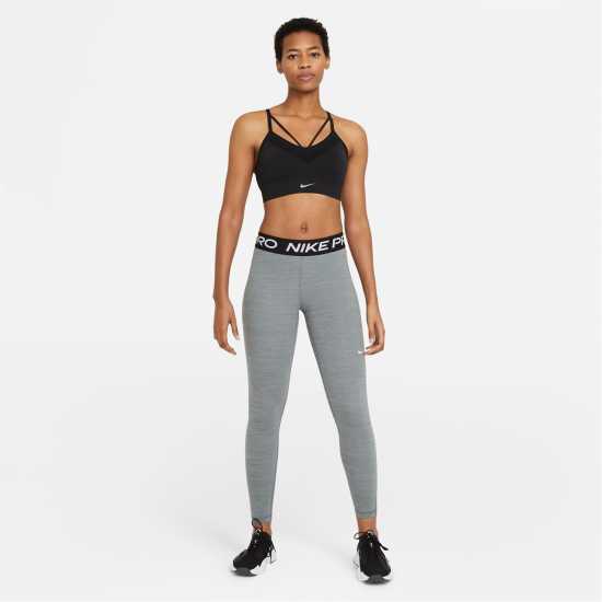 Nike Pro Women's Mid-Rise Mesh-Panelled Leggings Grey / White Дамски клинове за фитнес