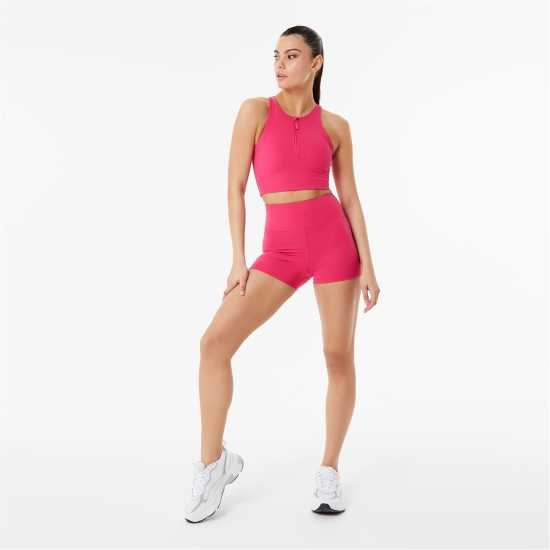 Jack Wills Zip-Up Sports Bra Горещо розово Спортни сутиени