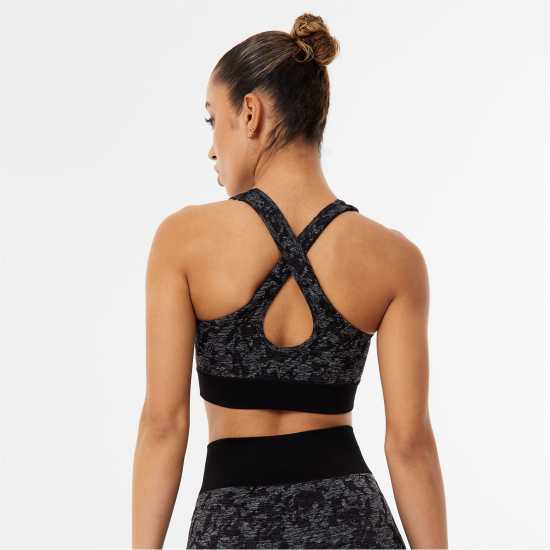 Everlast Seamless Cross Back Sports Bra Черно камуфлаж Спортни сутиени