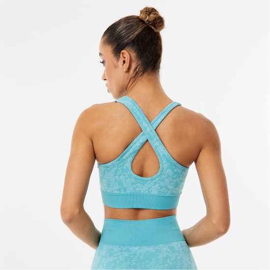 Everlast Seamless Cross Back Sports Bra Аква Каму Спортни сутиени