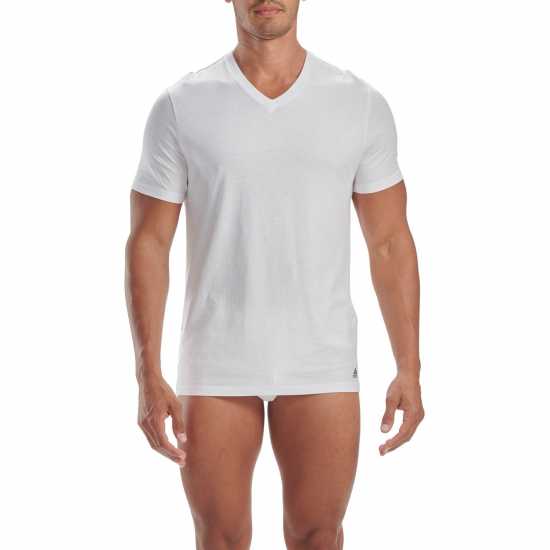 Adidas Мъжка Тениска 3 Pack Active Core Cotton V Neck T Shirt Mens White Мъжко облекло за едри хора