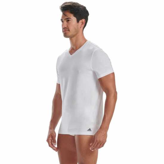 Adidas Мъжка Тениска 3 Pack Active Core Cotton V Neck T Shirt Mens White Мъжко облекло за едри хора