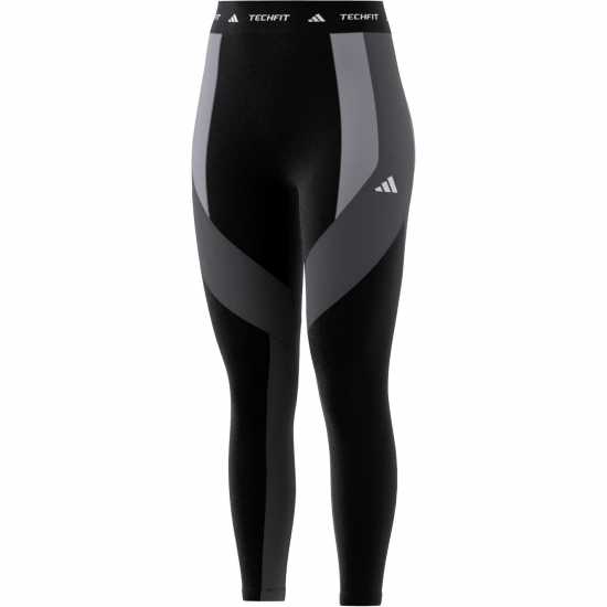 Adidas Techfit 7/8 Colourblock Leggings Womens Черно/Бяло Дамски клинове за фитнес