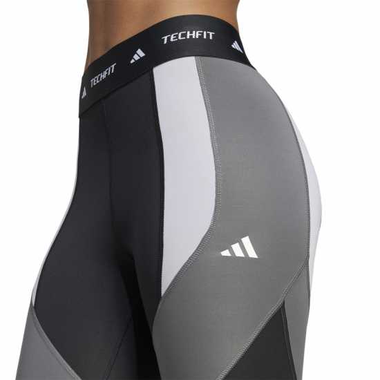 Adidas Techfit 7/8 Colourblock Leggings Womens Черно/Бяло Дамски клинове за фитнес