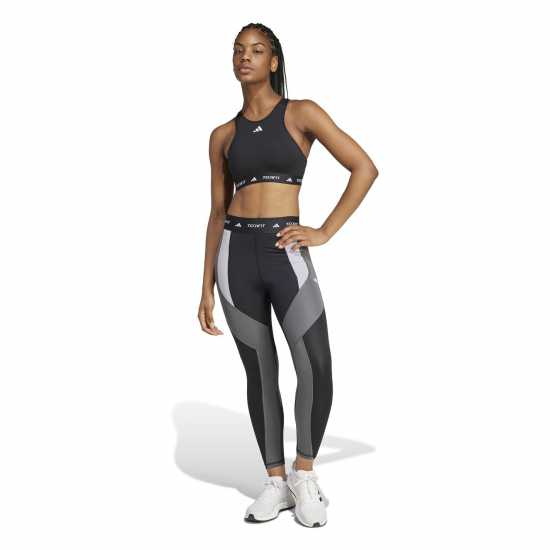 Adidas Techfit 7/8 Colourblock Leggings Womens Черно/Бяло Дамски клинове за фитнес