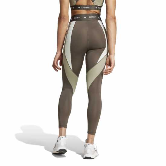 Adidas Techfit 7/8 Colourblock Leggings Womens Олива Дамски клинове за фитнес