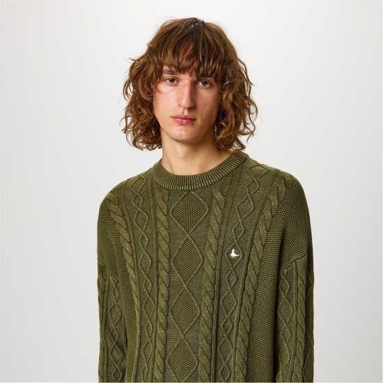 Плетен Пуловер Jack Wills Acid Wash Cable Knit Jumper  