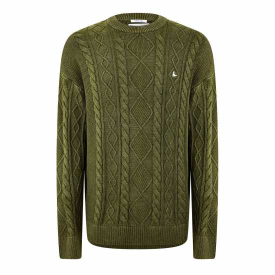 Плетен Пуловер Jack Wills Acid Wash Cable Knit Jumper  