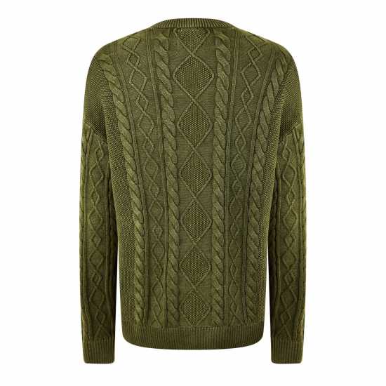 Плетен Пуловер Jack Wills Acid Wash Cable Knit Jumper  