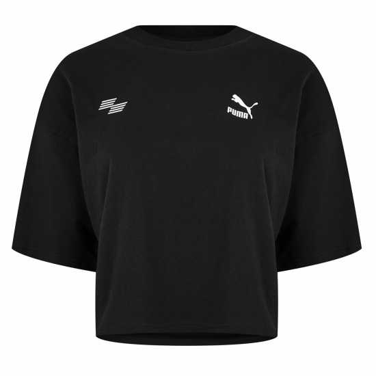 Puma Hyrox Crop T-Shirt Womens Лондон/Черен Атлетика