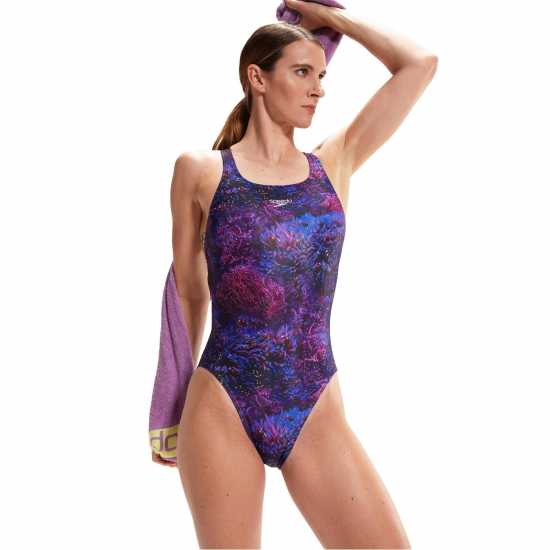 Speedo All-Over Digital Leader Back Swimsuit Womens  Дамски бански