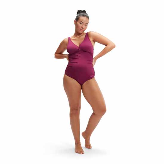 Speedo V-Neck Maternity U-Back Swimsuit Womens Лилаво 